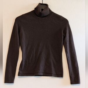 Cashmere Collection 100% Dark Chocolate Brown Turtleneck Sweater Sm Luxury Soft